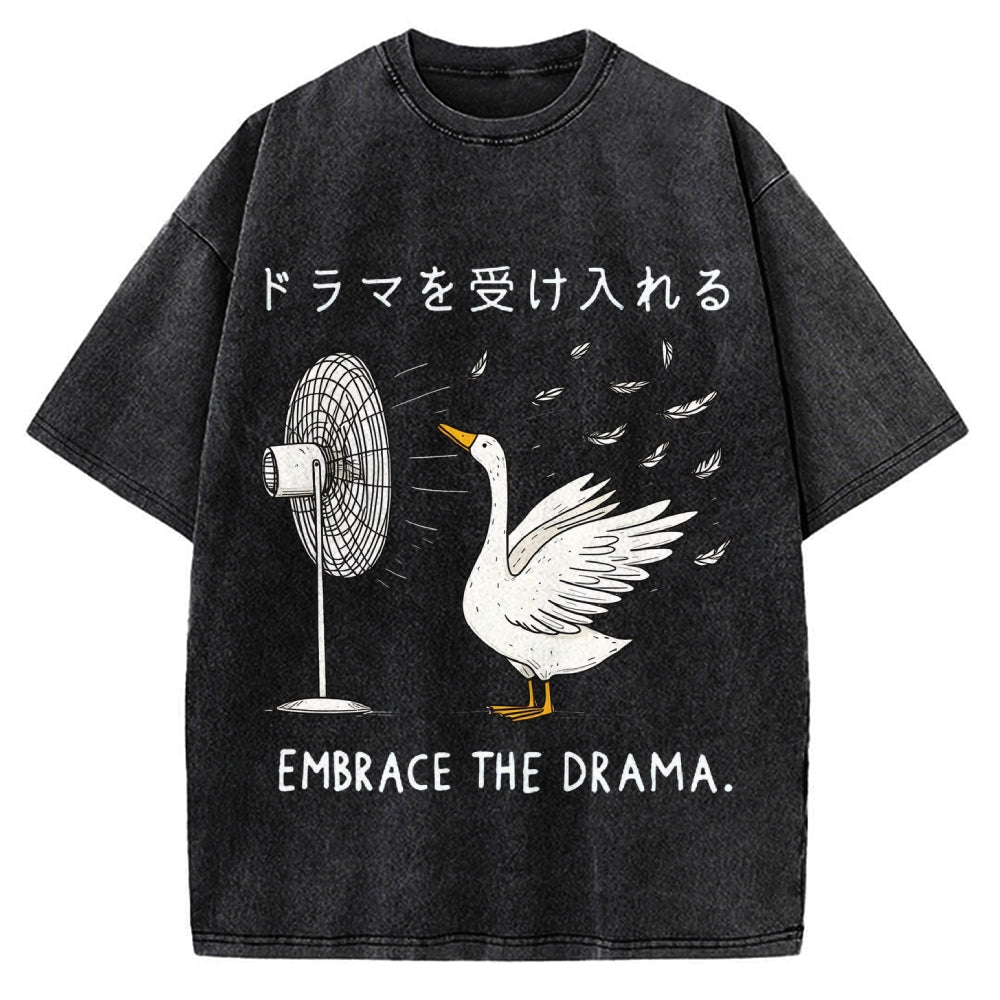 Goose Blowing Electric Fan Vintage Washed T-shirt