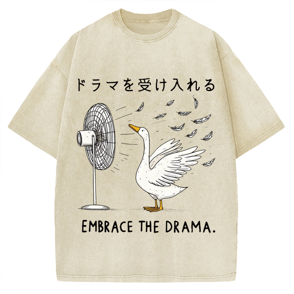 Goose Blowing Electric Fan Vintage Washed T-shirt