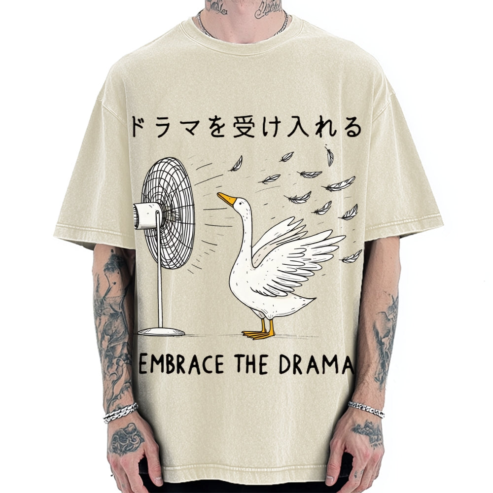 Goose Blowing Electric Fan Vintage Washed T-shirt