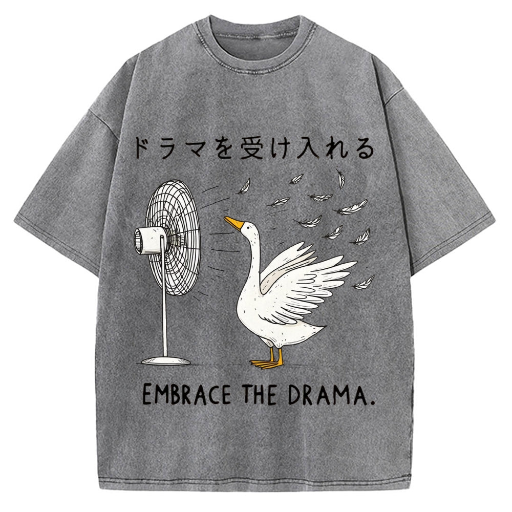 Goose Blowing Electric Fan Vintage Washed T-shirt
