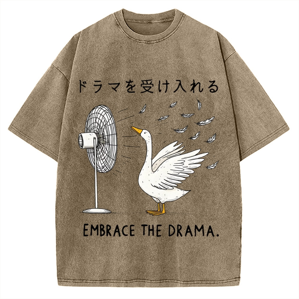 Goose Blowing Electric Fan Vintage Washed T-shirt