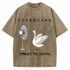 Goose Blowing Electric Fan Vintage Washed T-shirt