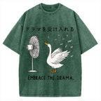 Goose Blowing Electric Fan Vintage Washed T-shirt