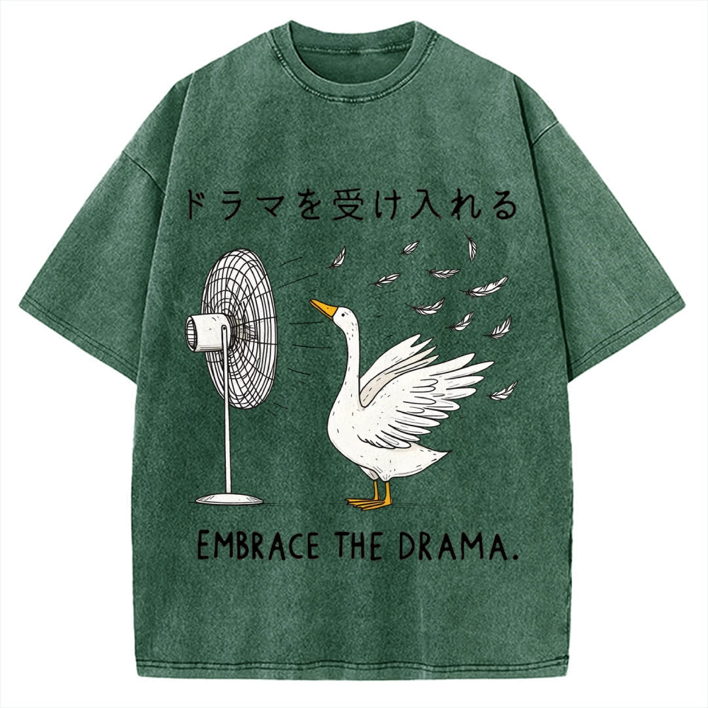 Goose Blowing Electric Fan Vintage Washed T-shirt