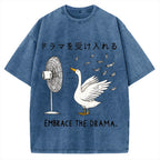 Goose Blowing Electric Fan Vintage Washed T-shirt