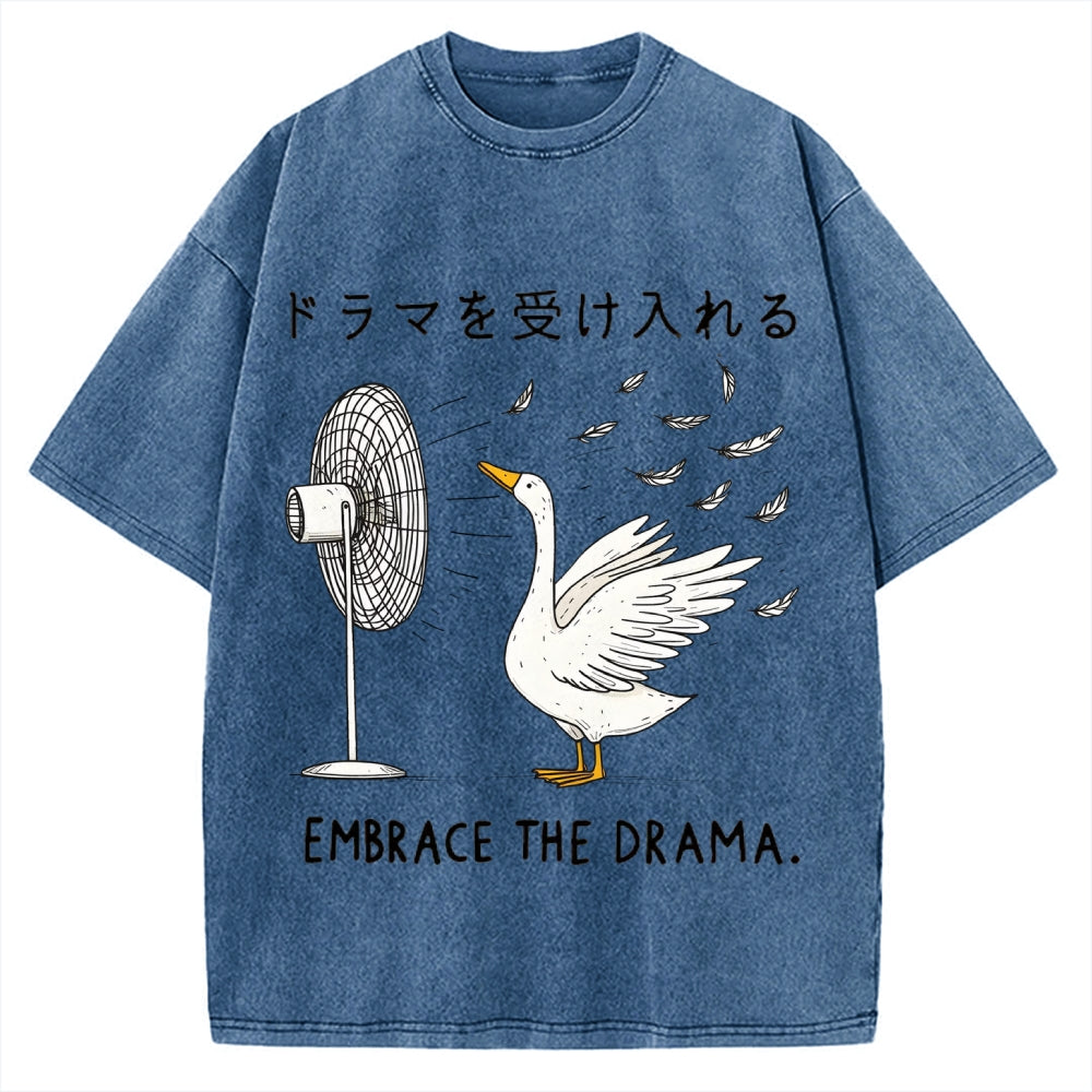 Goose Blowing Electric Fan Vintage Washed T-shirt
