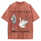 Goose Blowing Electric Fan Vintage Washed T-shirt