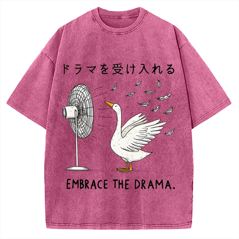 Goose Blowing Electric Fan Vintage Washed T-shirt