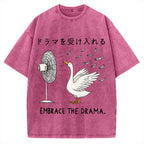 Goose Blowing Electric Fan Vintage Washed T-shirt