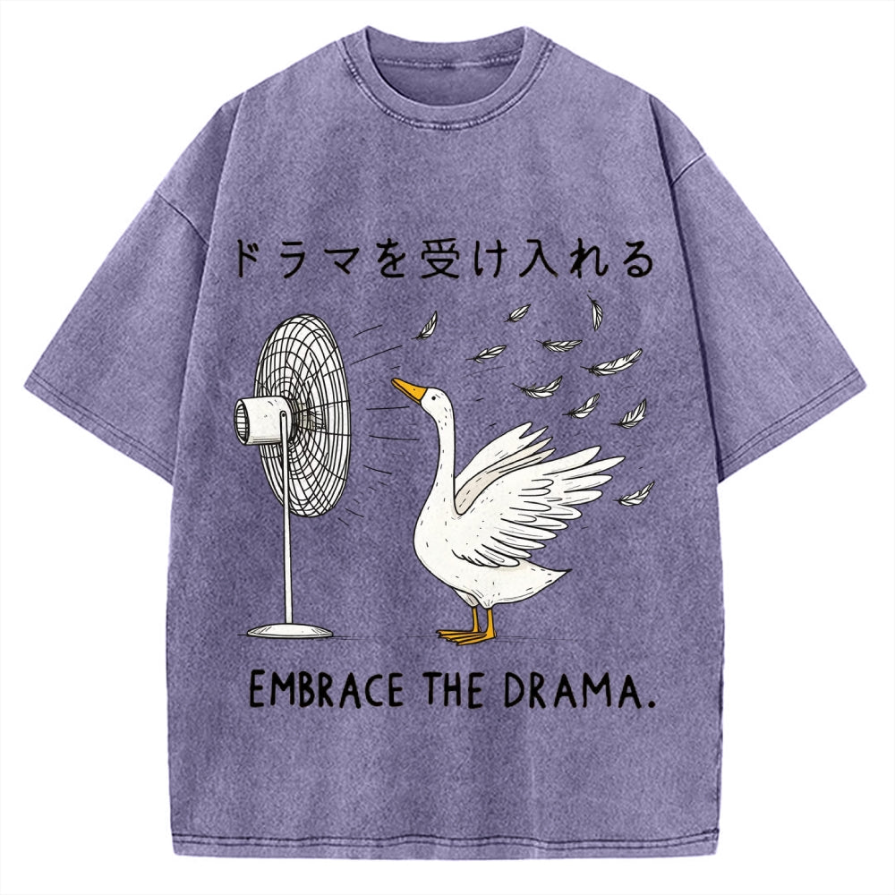 Goose Blowing Electric Fan Vintage Washed T-shirt