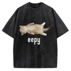 Lazy Cat eepy Funny Vintage Washed T-shirt