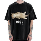 Lazy Cat eepy Funny Vintage Washed T-shirt