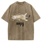 Lazy Cat eepy Funny Vintage Washed T-shirt