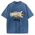 Lazy Cat eepy Funny Vintage Washed T-shirt