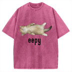 Lazy Cat eepy Funny Vintage Washed T-shirt