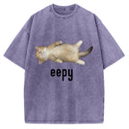 Lazy Cat eepy Funny Vintage Washed T-shirt