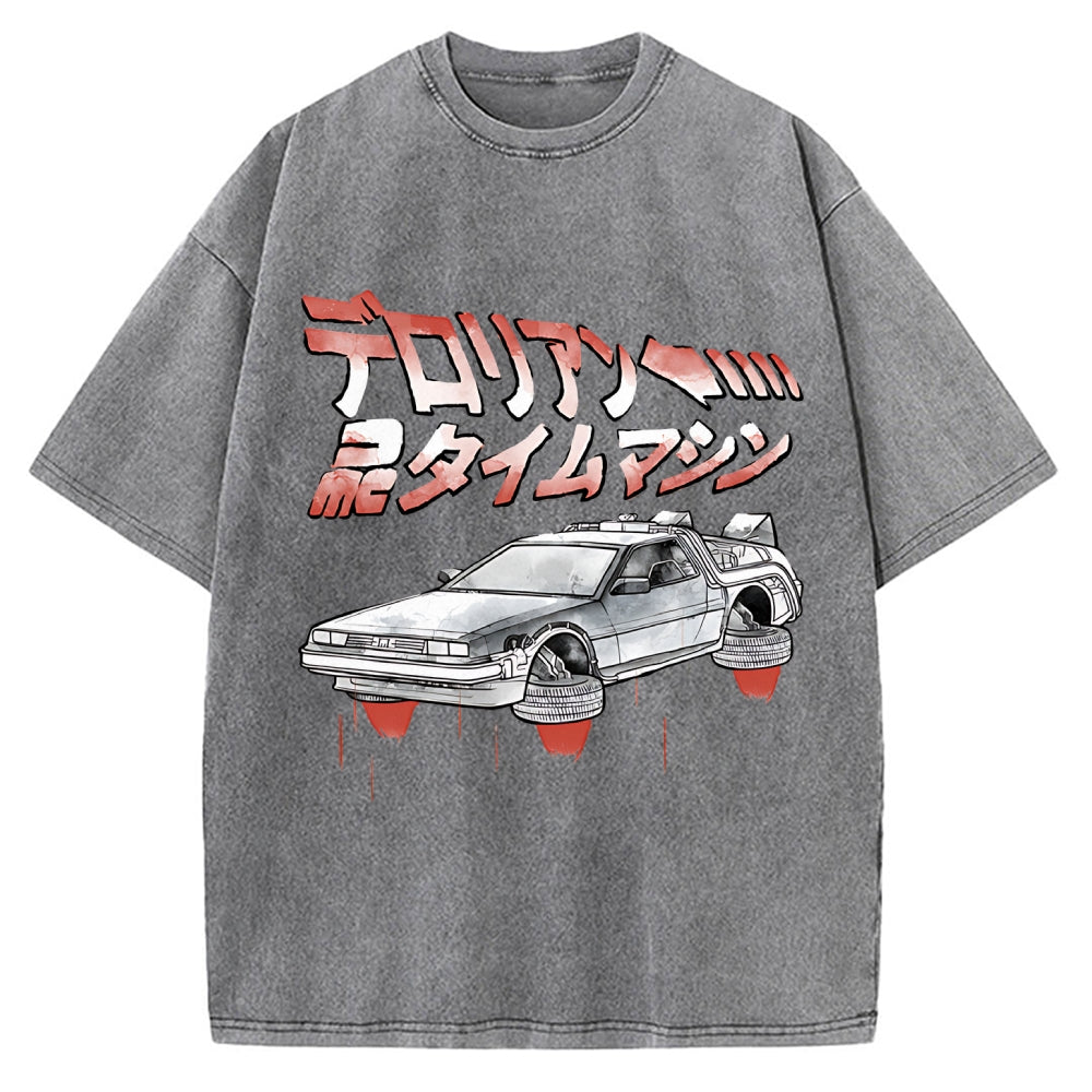 Time Travel Car sumi-e Vintage Washed T-shirt