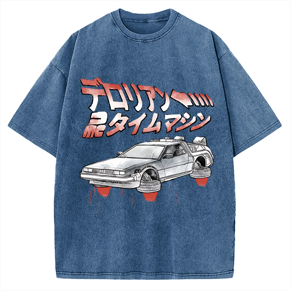 Time Travel Car sumi-e Vintage Washed T-shirt