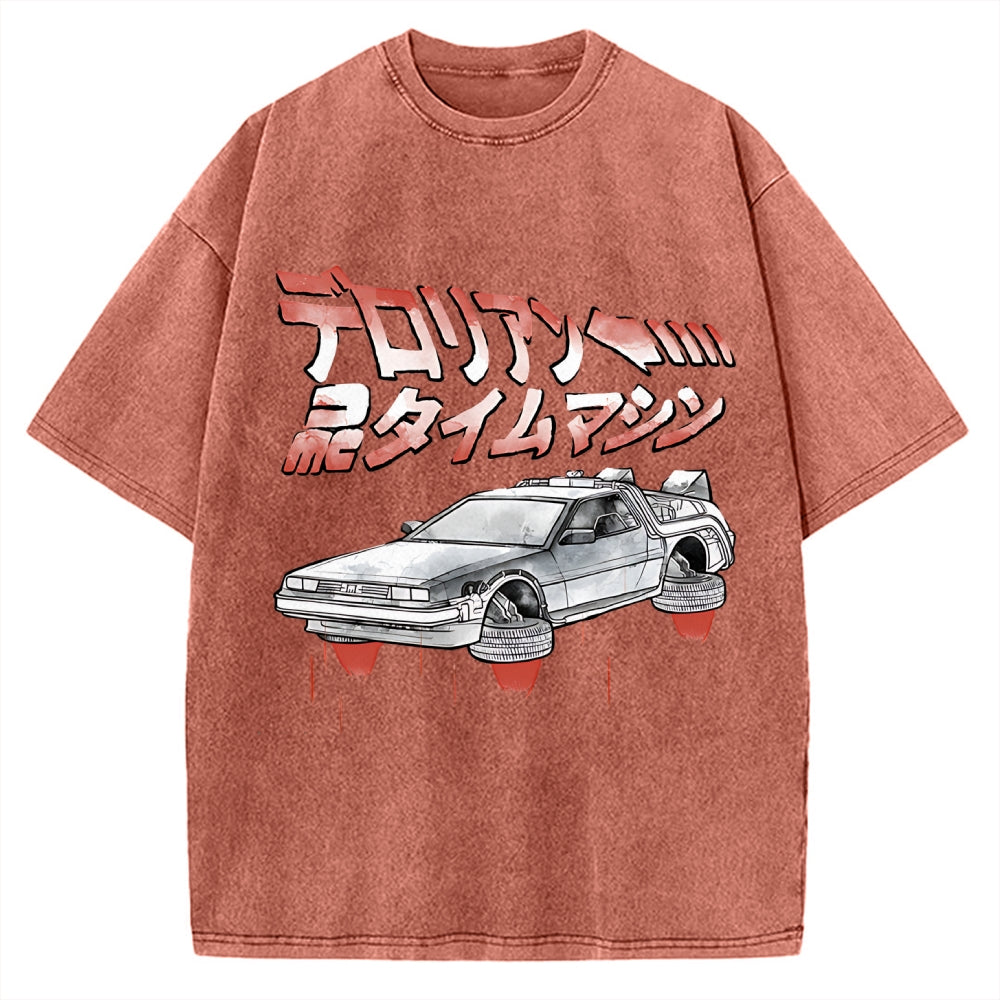 Time Travel Car sumi-e Vintage Washed T-shirt