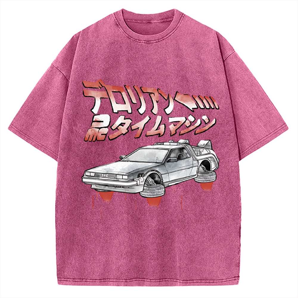 Time Travel Car sumi-e Vintage Washed T-shirt