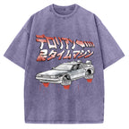 Time Travel Car sumi-e Vintage Washed T-shirt