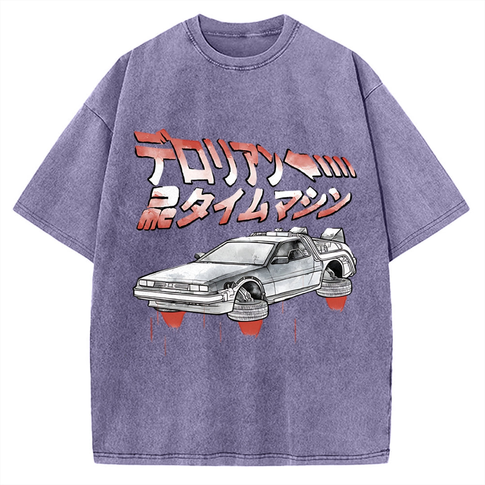 Time Travel Car sumi-e Vintage Washed T-shirt