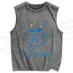 Unisex Coffee Needs Coffee Japanese Printed Washed Tank Top