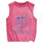 Unisex Coffee Needs Coffee Japanese Printed Washed Tank Top
