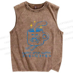 Unisex Coffee Needs Coffee Japanese Printed Washed Tank Top