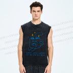 Unisex Coffee Needs Coffee Japanese Printed Washed Tank Top