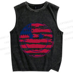 Unisex Smile Face Independence Day Printed Washed Tank Top