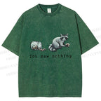 Unisex You Saw Nothing Stealing Raccoon Printed Washed Tee