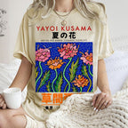 Unisex Yayoi Kusama Flower Printed Washed Tee