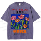 Unisex Yayoi Kusama Flower Printed Washed Tee