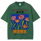Unisex Yayoi Kusama Flower Printed Washed Tee