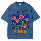 Unisex Yayoi Kusama Flower Printed Washed Tee