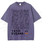 Unisex Yayoi Kusama Graffiti Printed Washed Tee