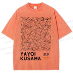 Unisex Yayoi Kusama Graffiti Printed Washed Tee
