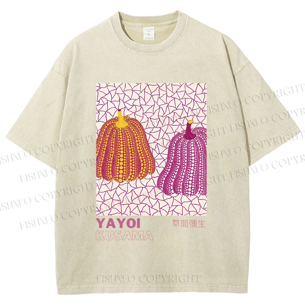 Unisex Yayoi Kusama Pumpkin Printed Washed Tee