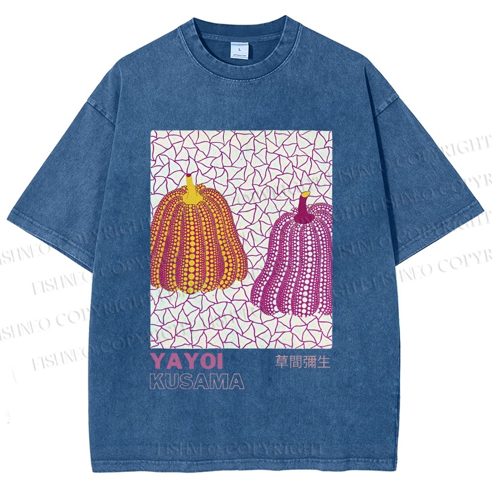 Unisex Yayoi Kusama Pumpkin Printed Washed Tee
