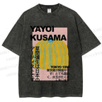 Unisex Yayoi Kusama Pumpkin Printed Washed Tee