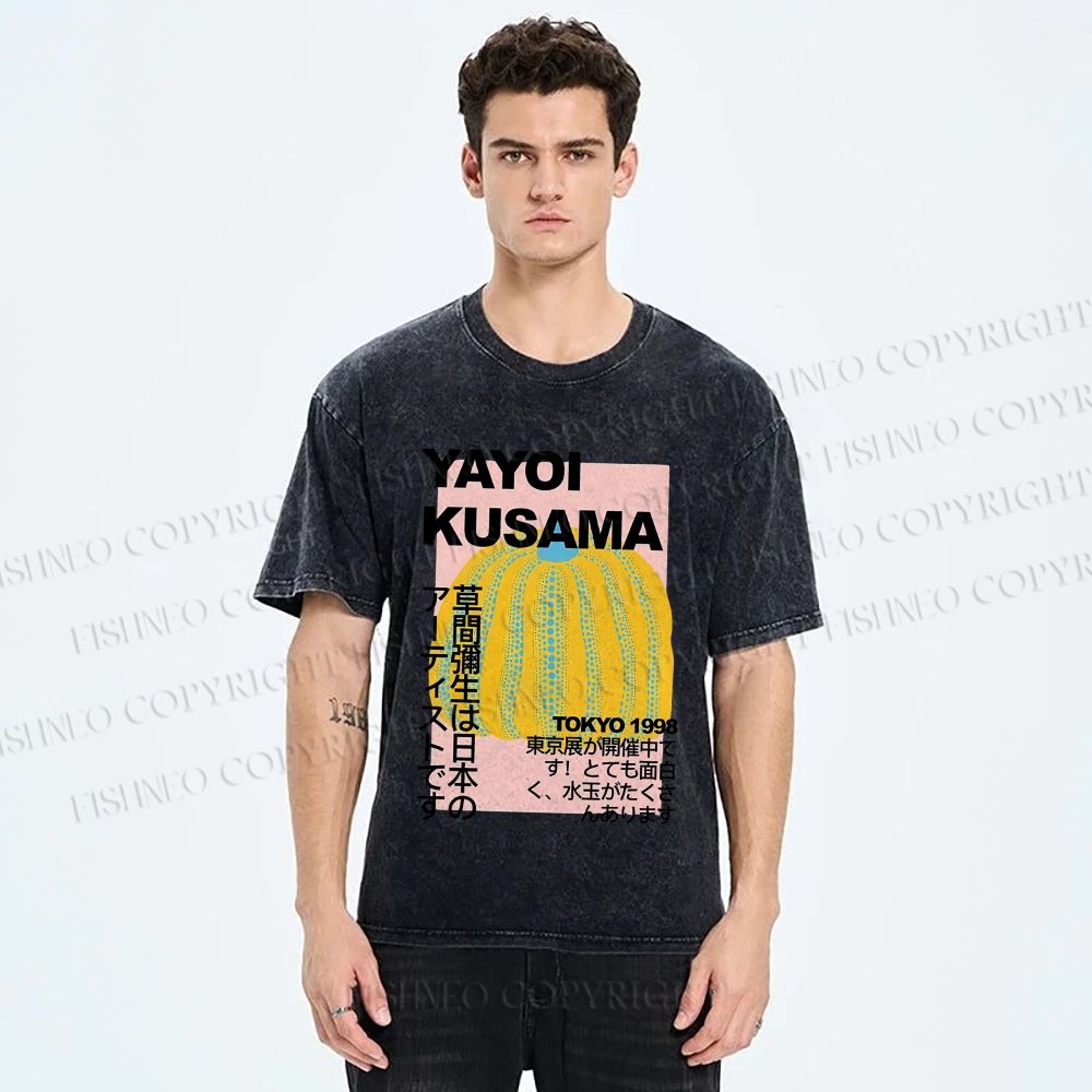 Unisex Yayoi Kusama Pumpkin Printed Washed Tee