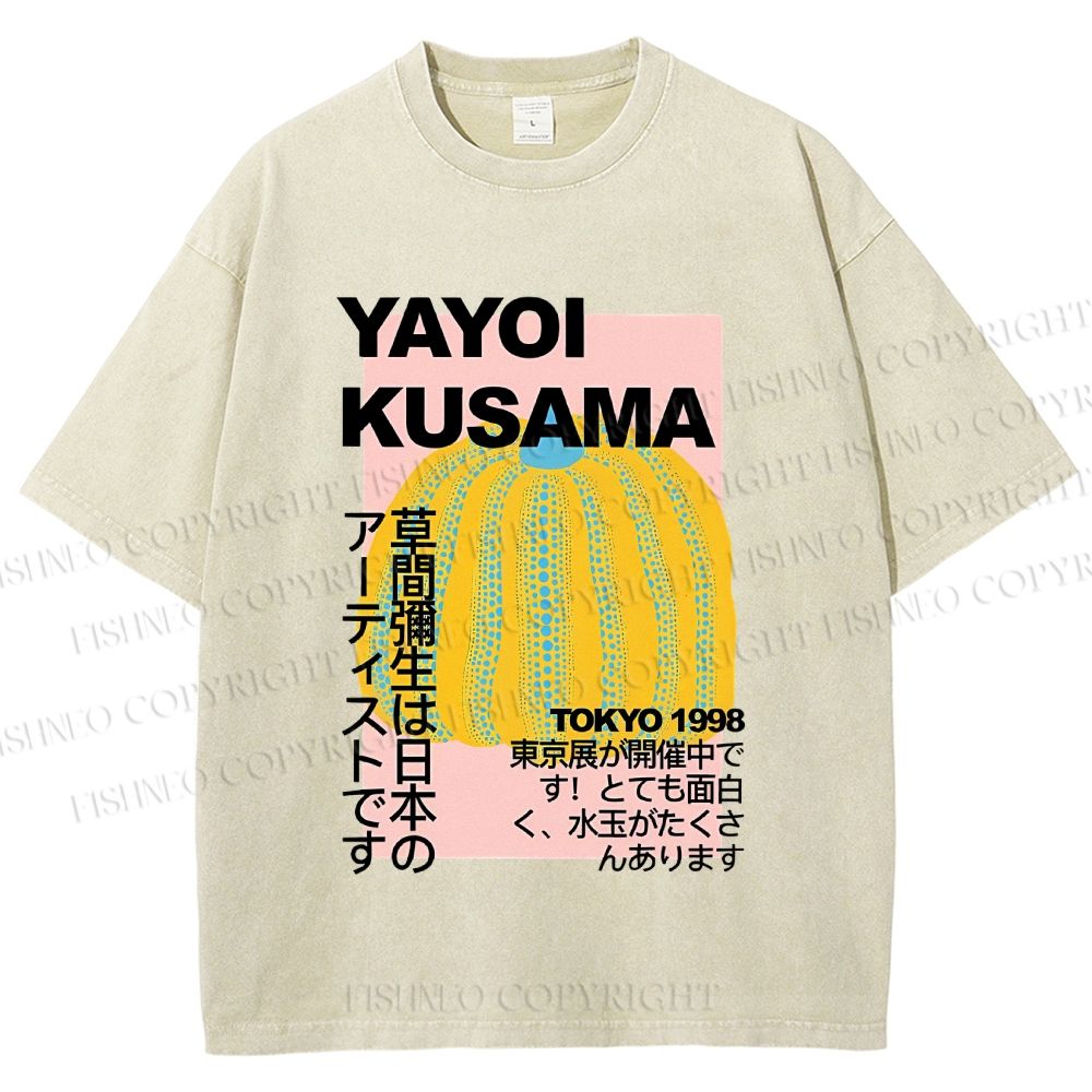 Unisex Yayoi Kusama Pumpkin Printed Washed Tee