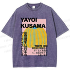 Unisex Yayoi Kusama Pumpkin Printed Washed Tee