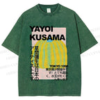 Unisex Yayoi Kusama Pumpkin Printed Washed Tee