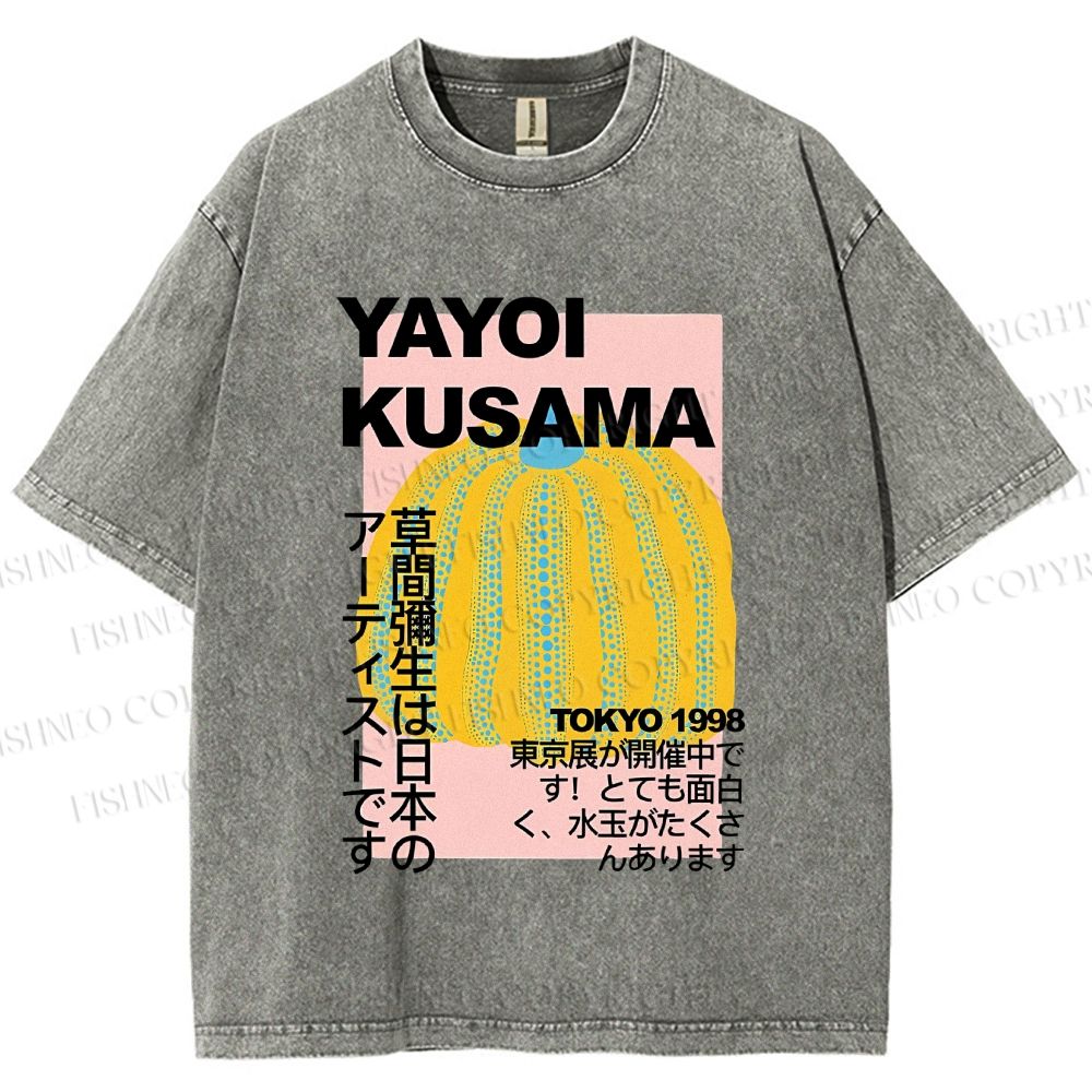 Unisex Yayoi Kusama Pumpkin Printed Washed Tee