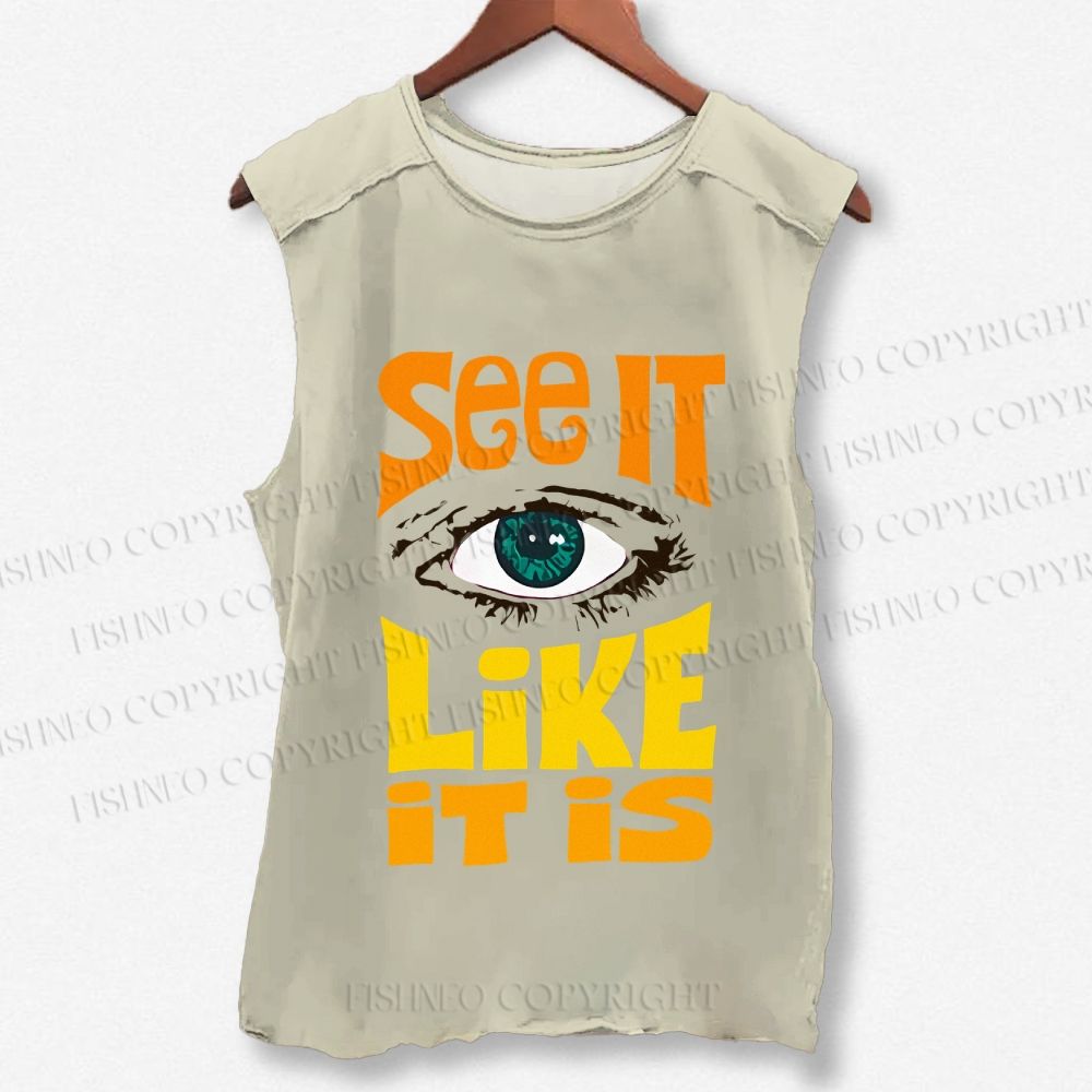 Unisex See It Like It Is Eye Printed Washed Tank Top