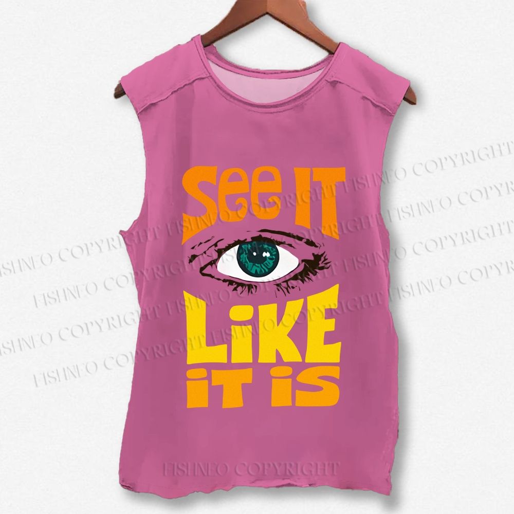 Unisex See It Like It Is Eye Printed Washed Tank Top