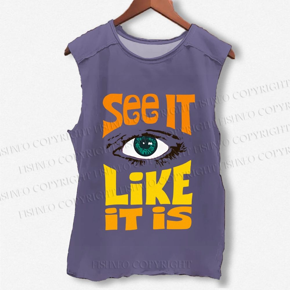 Unisex See It Like It Is Eye Printed Washed Tank Top
