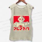 Unisex Vintage Robot Printed Washed Tank Top